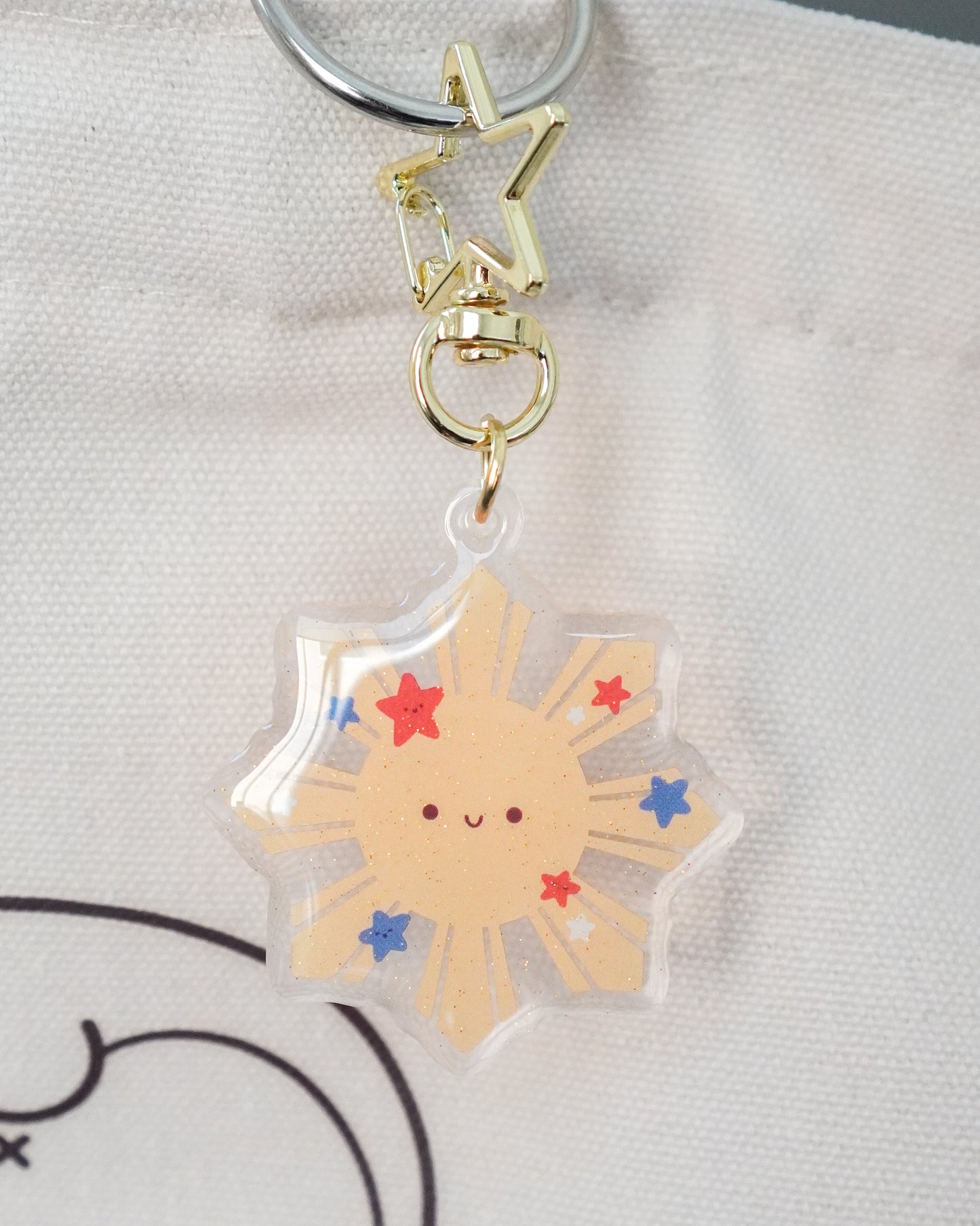 Philippine Sun Glitter Acrylic Keychain