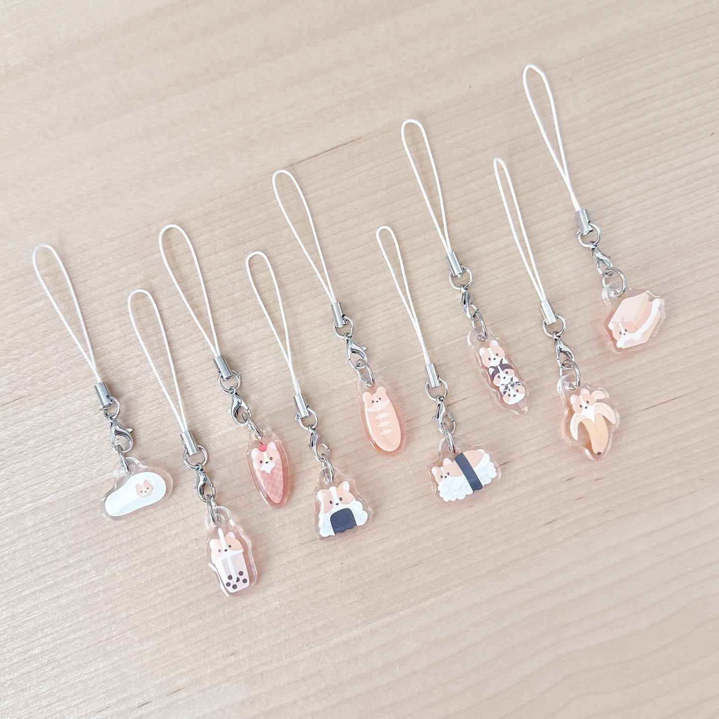 Corgi Food Phone Charm Gacha