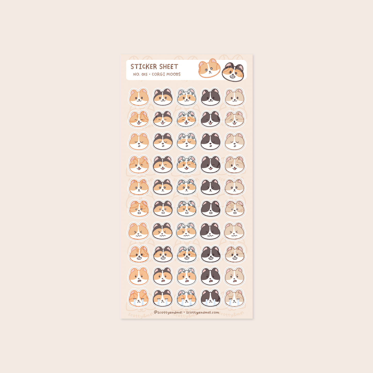 Corgi Moods Sticker Sheet