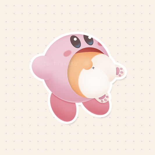 Kirby Inhaling Corgi Sticker