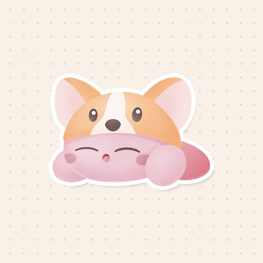 Kirby with Corgi Hat Sticker