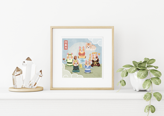 Corgi Benders Art Print