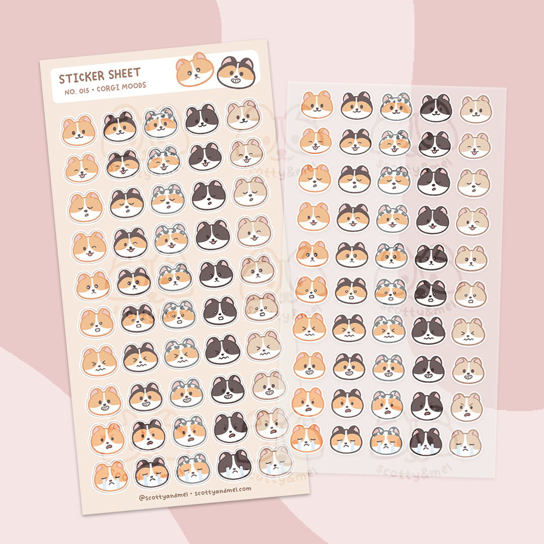 Corgi Moods Sticker Sheet