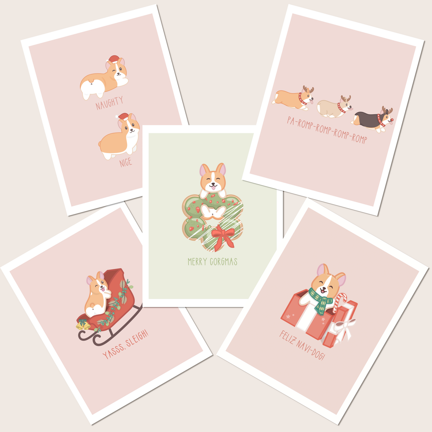 Corgi Christmas Greeting Card Set