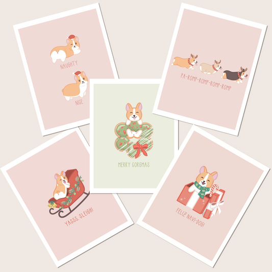 Corgi Christmas Greeting Card Set