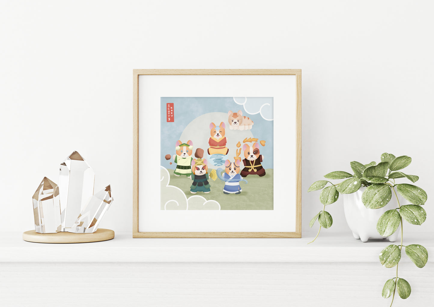 Corgi Benders Art Print