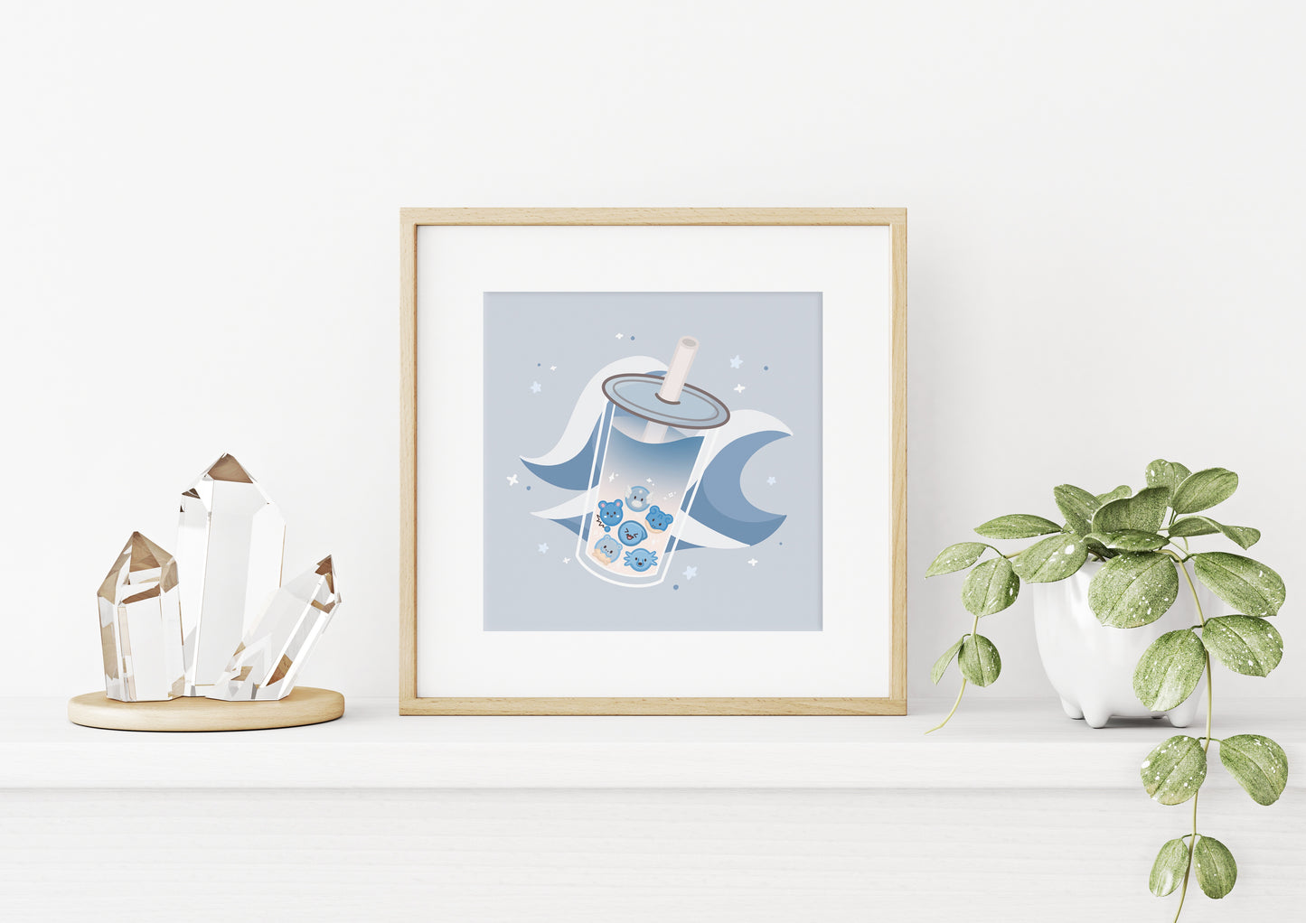 Butterfly Pea Milk Tea Bobamon Art Print