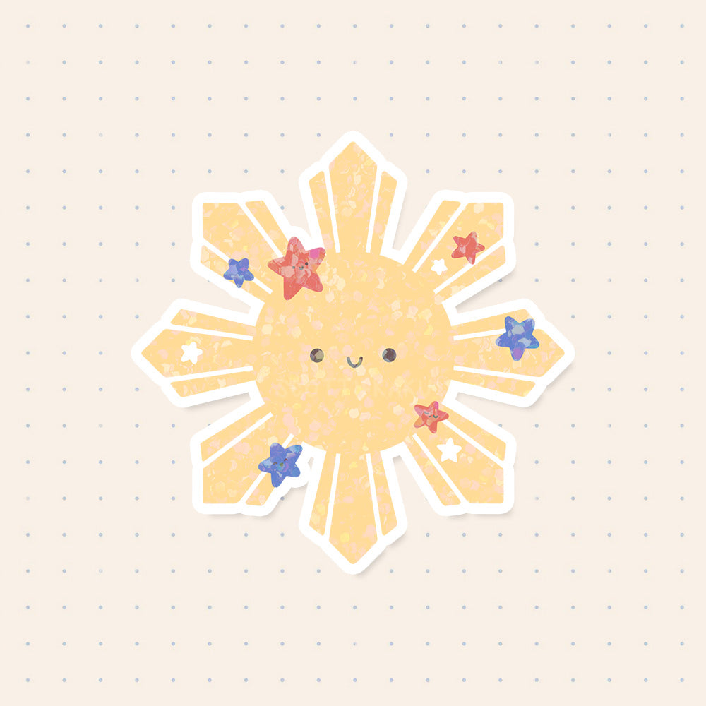 Philippine Sun Glitter Sticker