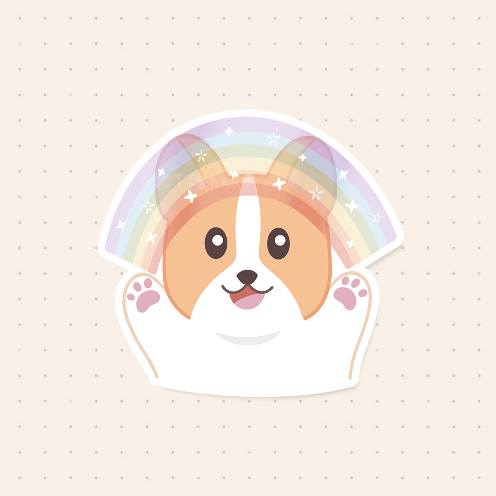 Imagination Rainbow Corgi Sticker