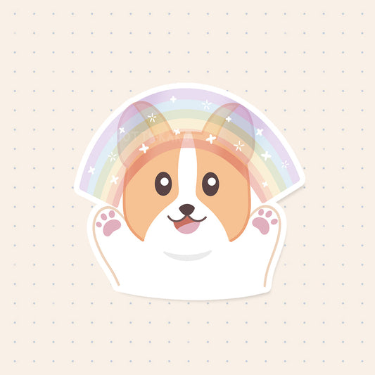 Imagination Rainbow Corgi Sticker