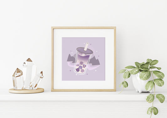 Taro Milk Tea Bobamon Art Print